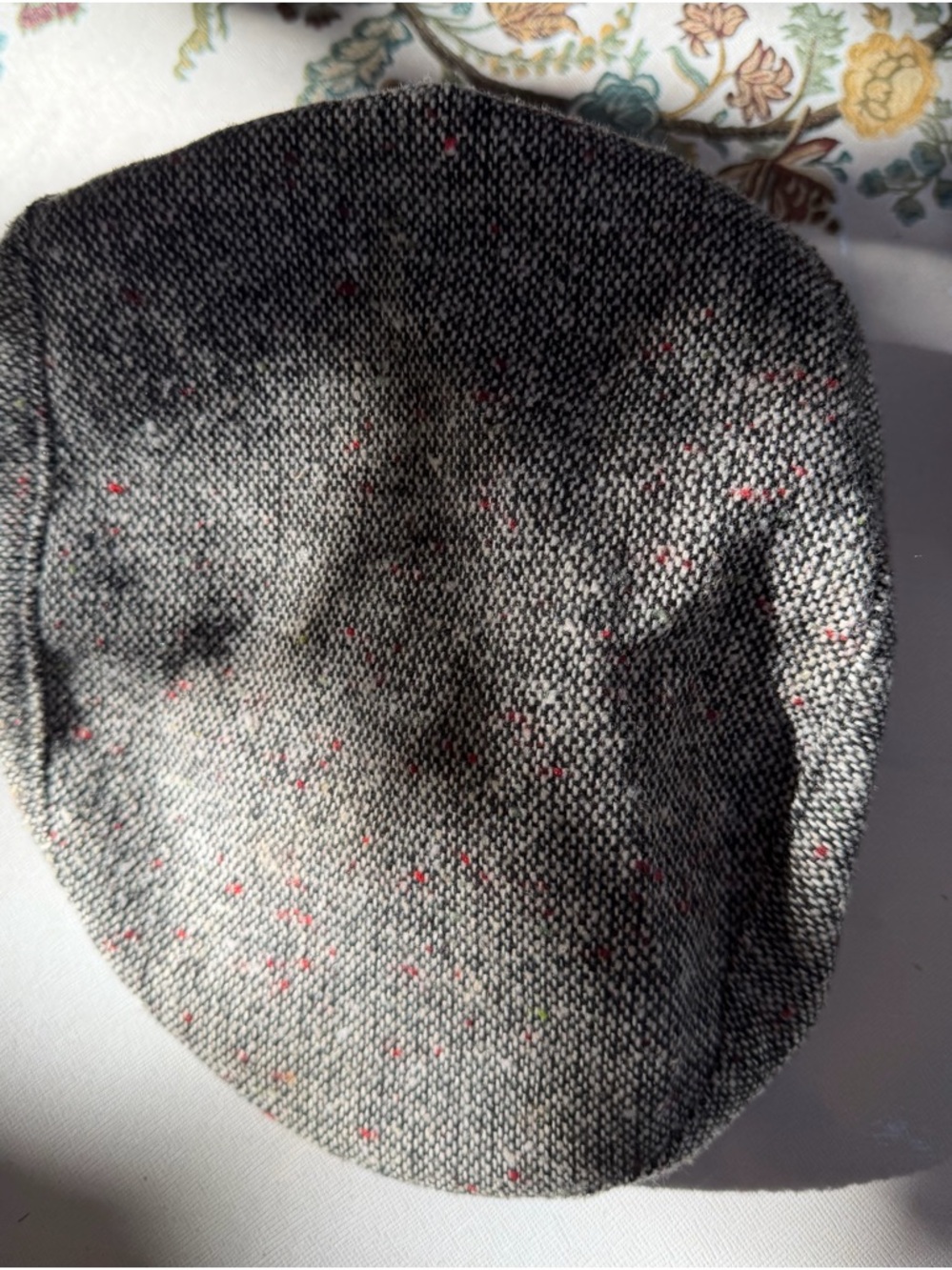 Gray Tweed Newsboy Cap with Pink Flecks